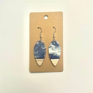 Handmade bohemian style teardrop resin wood earrings. Lightweight.